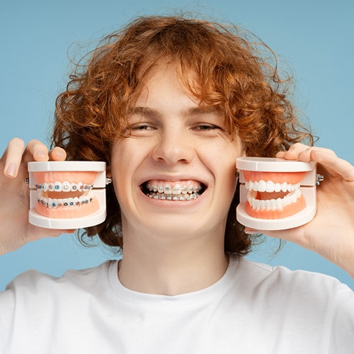 Teen smiling with braces